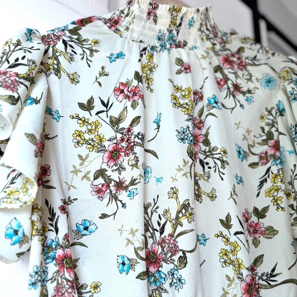 Shinestar Mock Neck Floral Cropped Blouse XL EUC - Picture 2 of 7